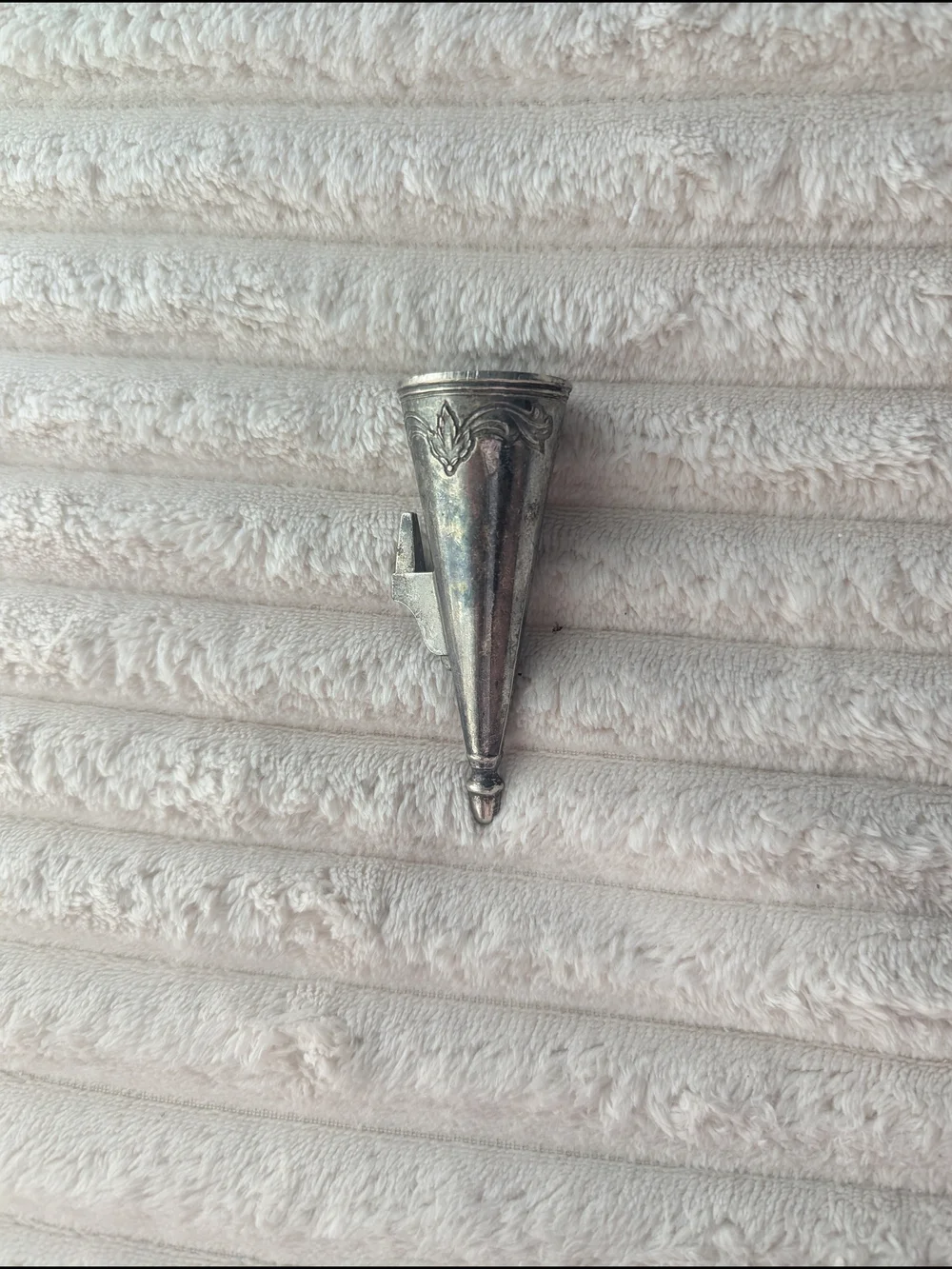 Silver Metal Shower Hook - White